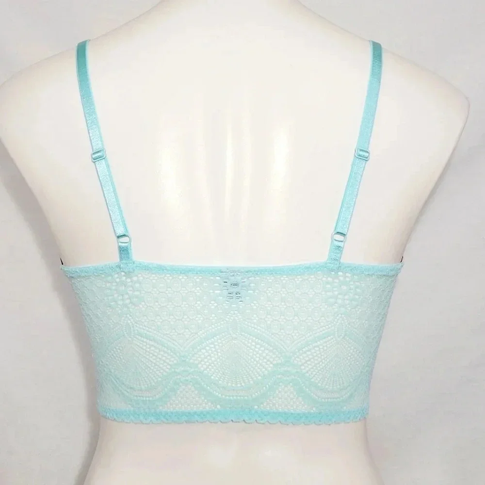 S/M Felina 140103 Finesse Super Stretchy Lace Wire Free Cami Bralette Blue Light